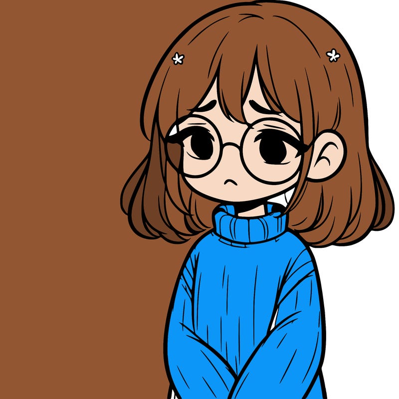 sad girl with glasses in a sweater