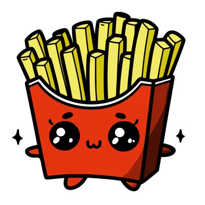 a cute. french fries