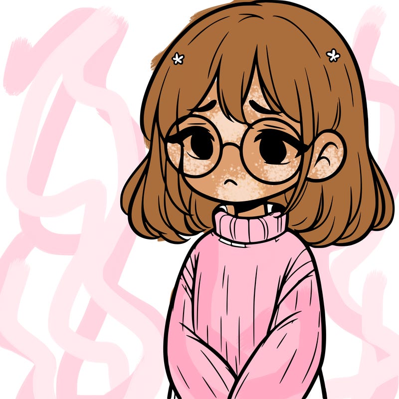 sad girl with glasses in a sweater