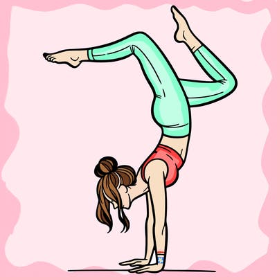 a woman doing a handstand