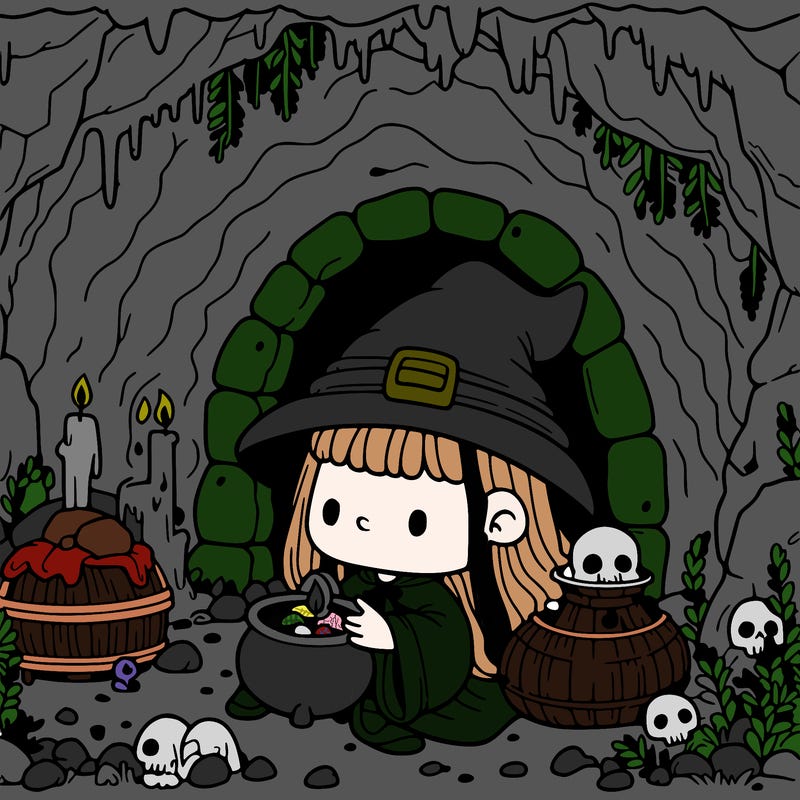 a witch in her cave