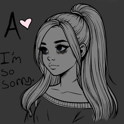 realistic girl with a high ponytail