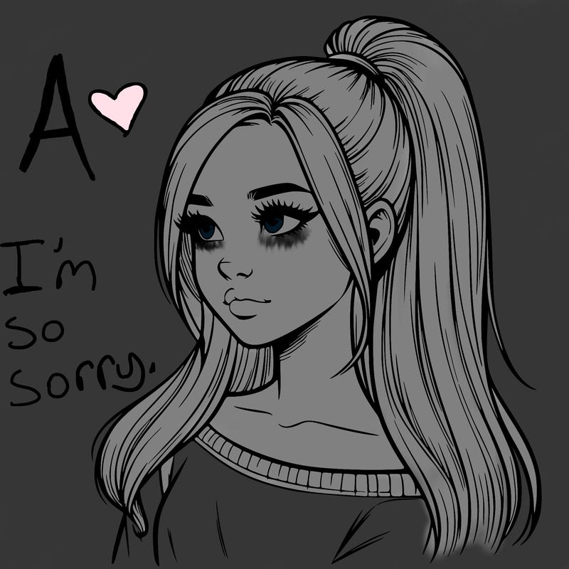 realistic girl with a high ponytail