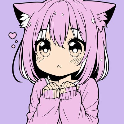 shy anime catgirl