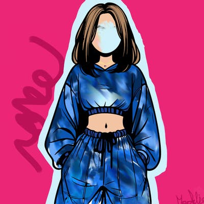 realistic girl faceless with baggy pants and a crop top