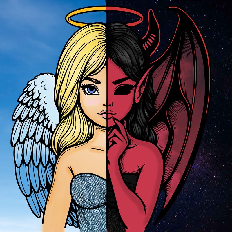 realistic angel half demon
