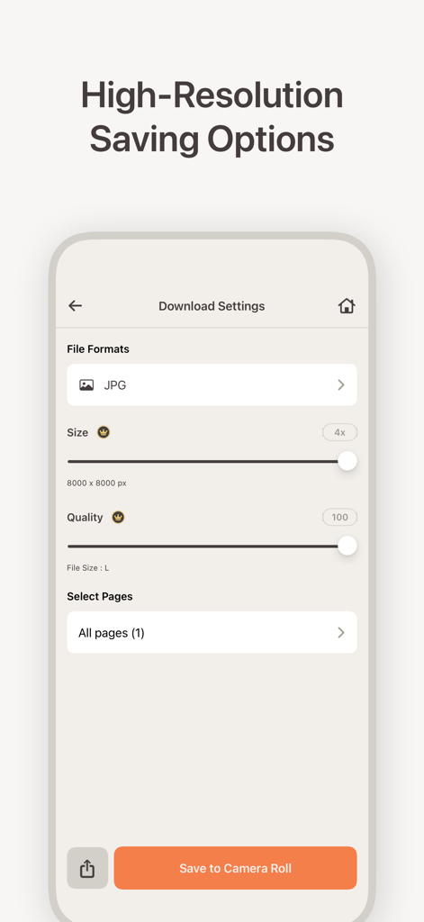 高解像度フォトカレンダーのエクスポート設定 (Calmaker)