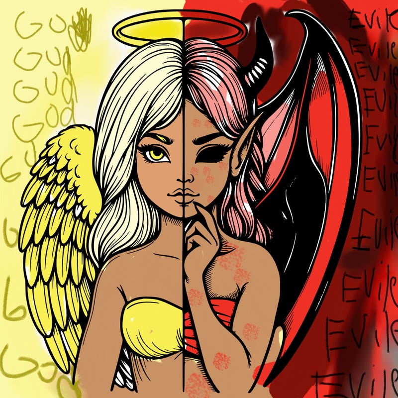 realistic angel half demon