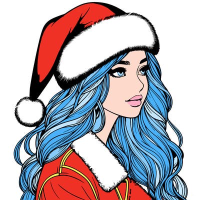 realistic girl in santa hat