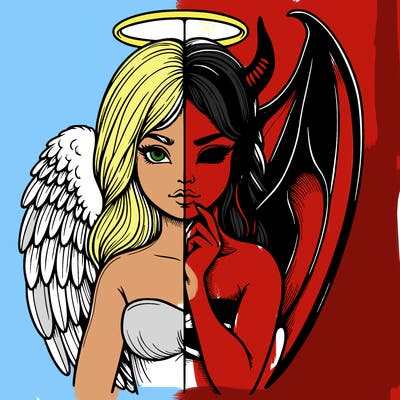 realistic angel half demon