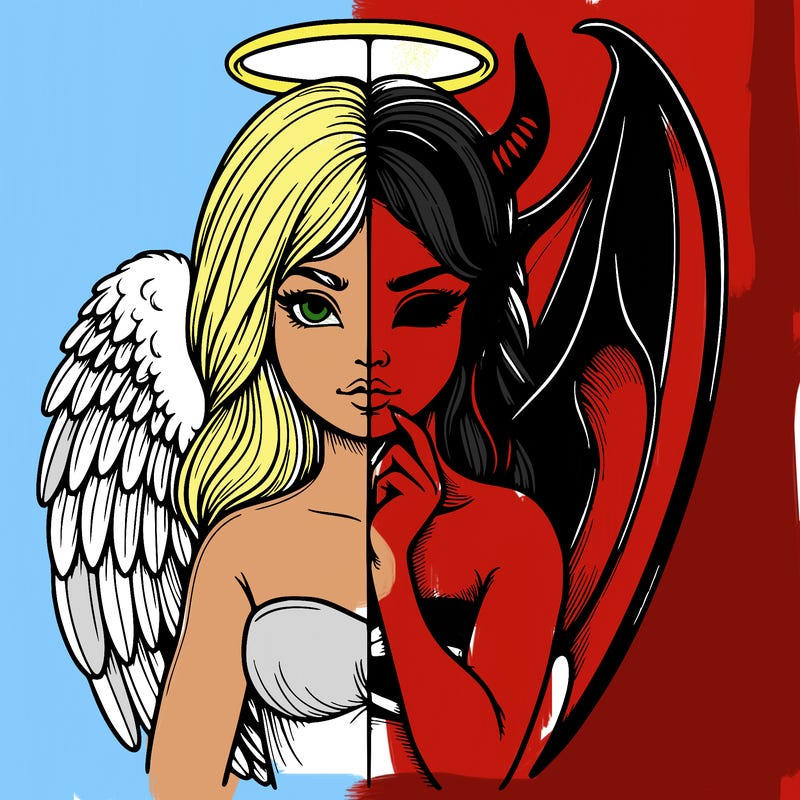 realistic angel half demon