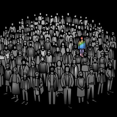 people in a big group