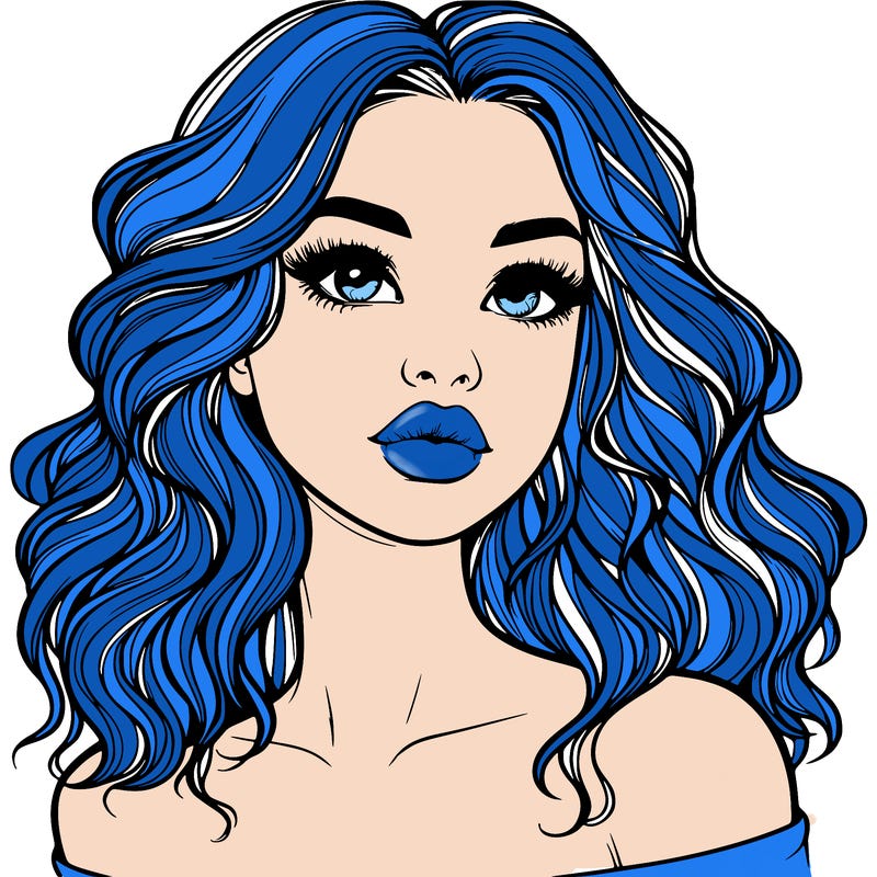 realistic girl with wavy hair and lips