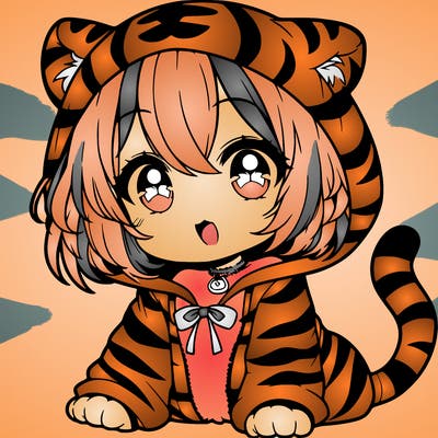 cute anime girl in tiger outfit