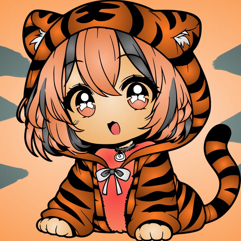 cute anime girl in tiger outfit