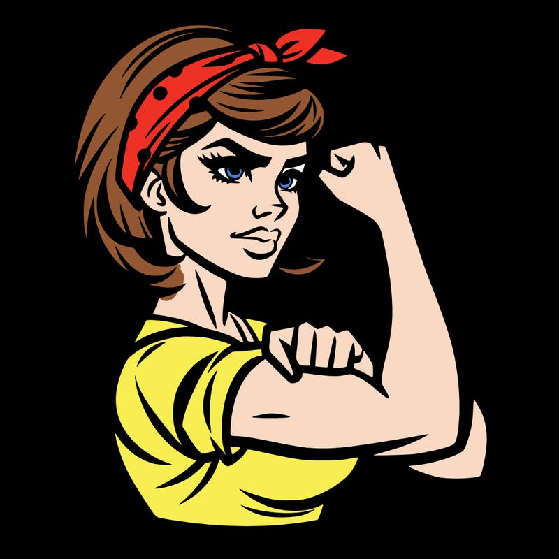 strong woman with a 60s american ad style