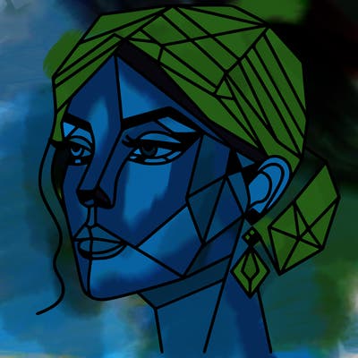 geometric art illustration of a woman's face
