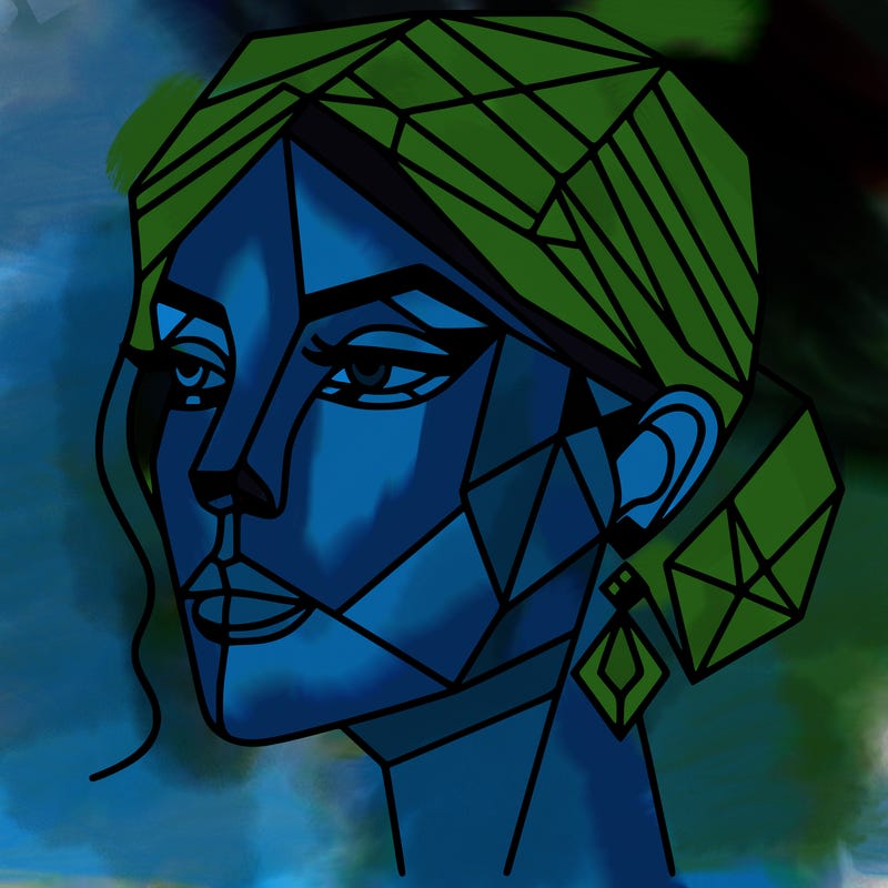 geometric art illustration of a woman's face