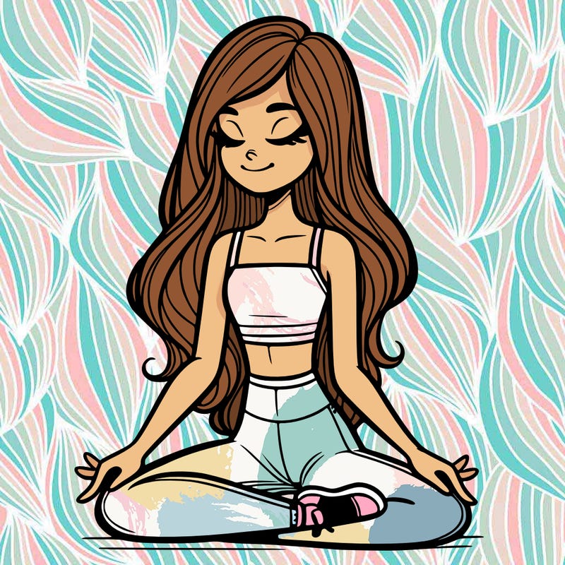 girl in crop top and yoga pants with long hair