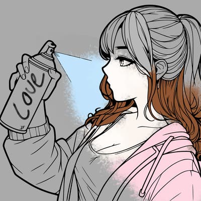 a realistic girl spray, painting