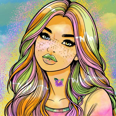 realistic girl with hair on her hair and lips