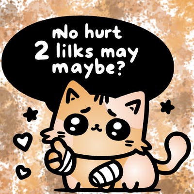 cute cat thats been hurt saiying 2 likes maybe