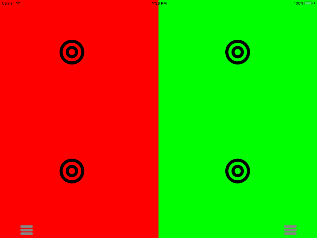 Red and green duochrome balancing test for professional eye examinations