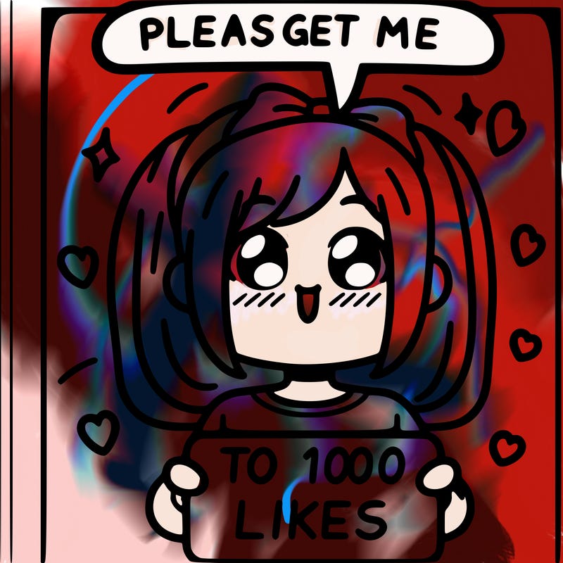 a girl saying please get me to 100 likes