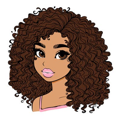 girl with curly hair realistic