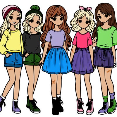 a group of five girls