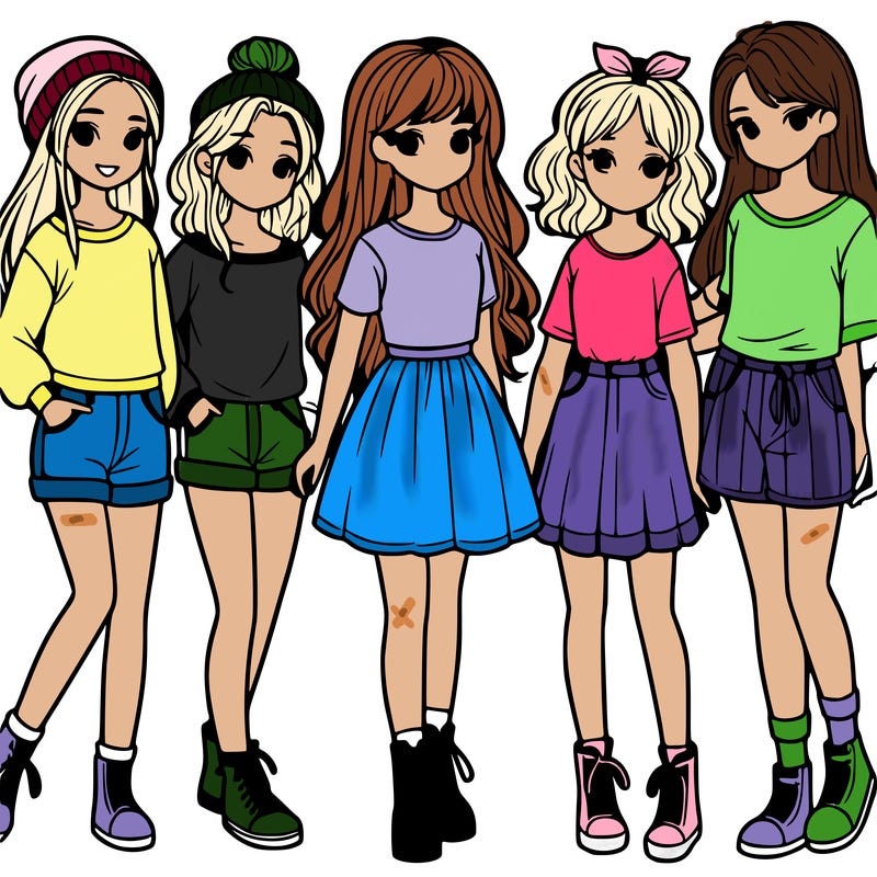 a group of five girls