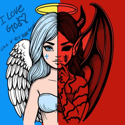 realistic angel half demon