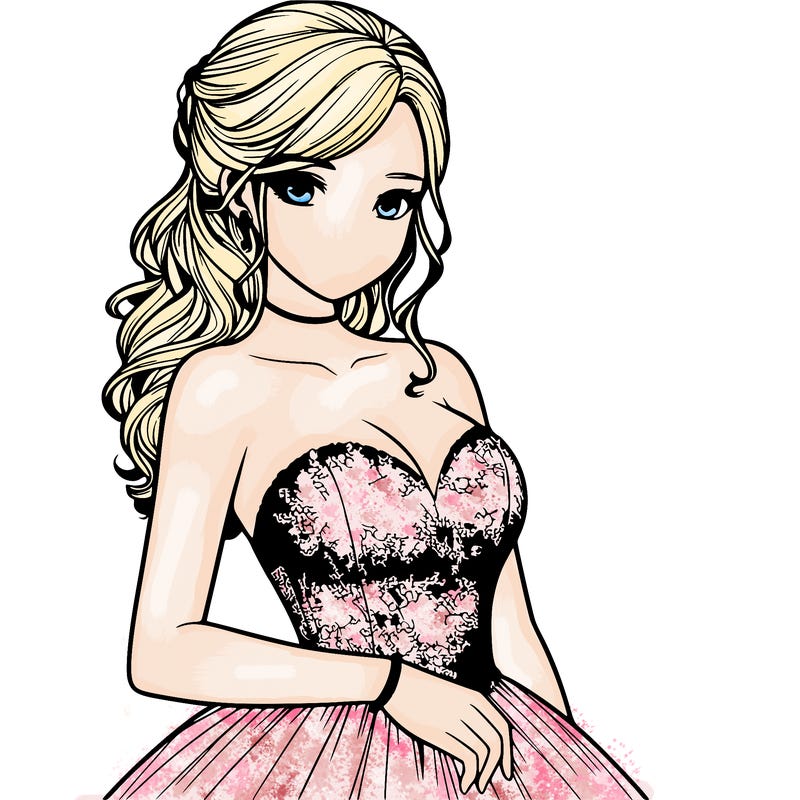 realistic girl in prom dress