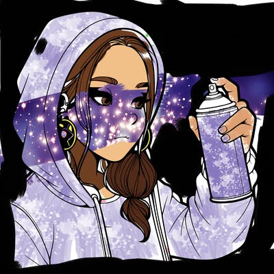 a realistic girl, spray painting