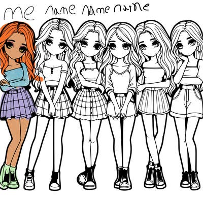 a group of girls realistic