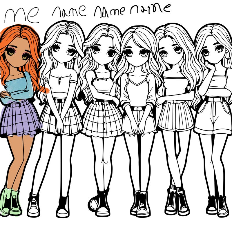 a group of girls realistic