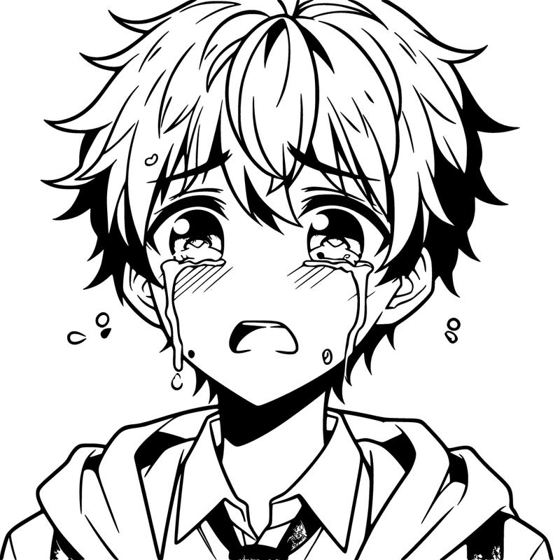 anime teen boy crying