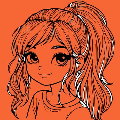 realistic girl with ponytail