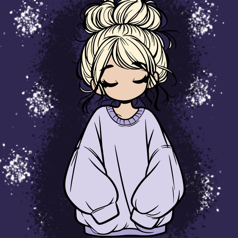 girl with baggy sweatshirt and messy bun