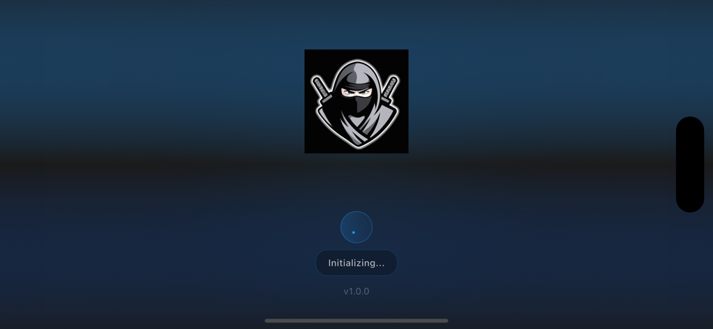 delta executor - Pantalla de carga de Delta Executor con un logo de ninja y una barra de estado inicializando.