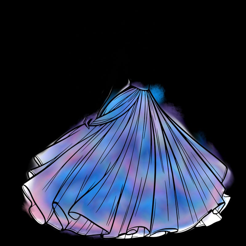 realistic woman with dress flowing in the wind