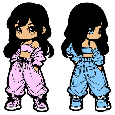 girl in crop top and baggy pants