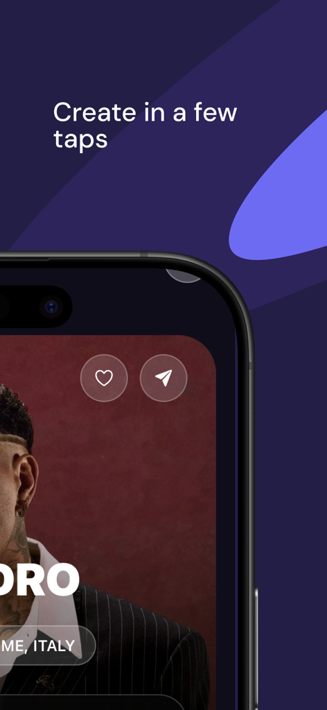 FunTicket - custom tickets - FunTicket mobile app interface showing a custom event ticket and the text Create in a few taps