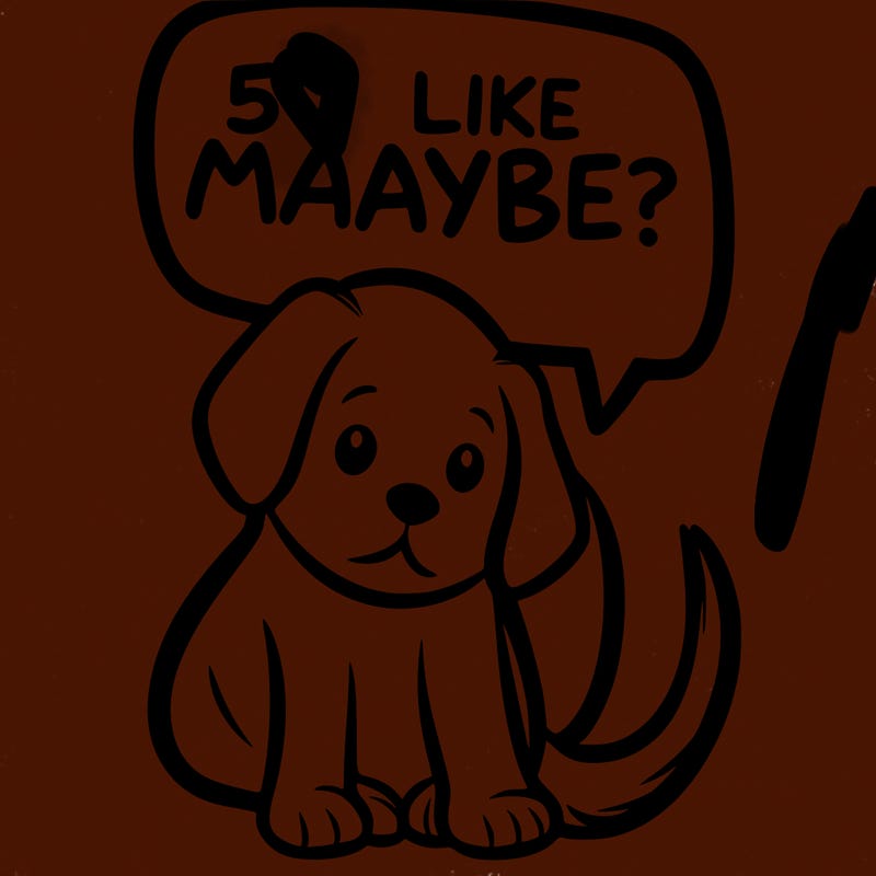 a puppy that says 5 like maybe