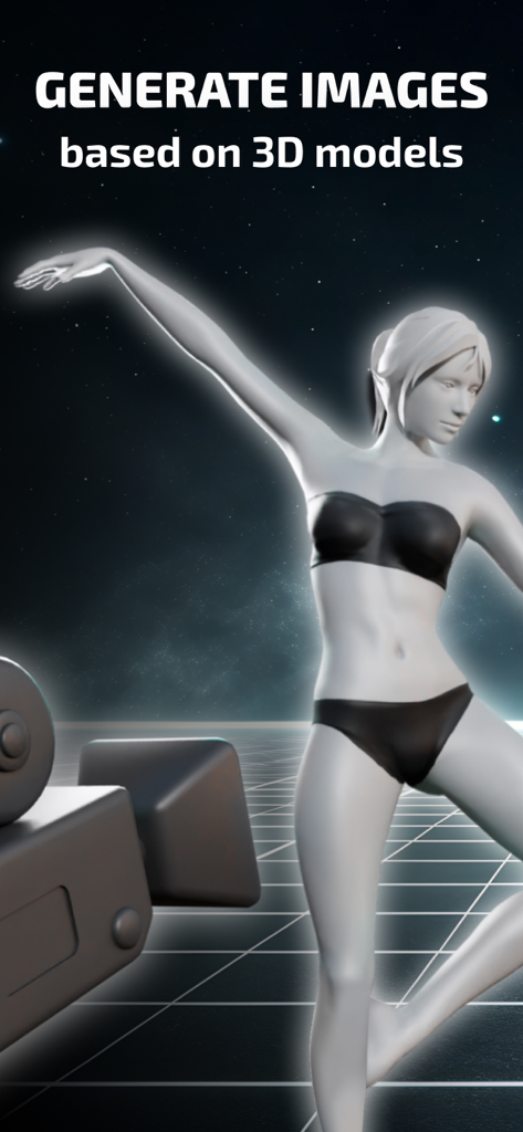 AI Pose Generator: Model Maker - A graceful 3D female model pose for AI image generation.