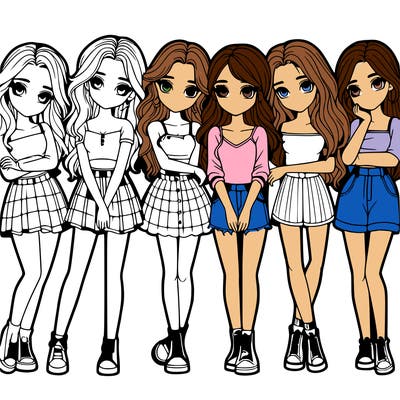 a group of girls realistic