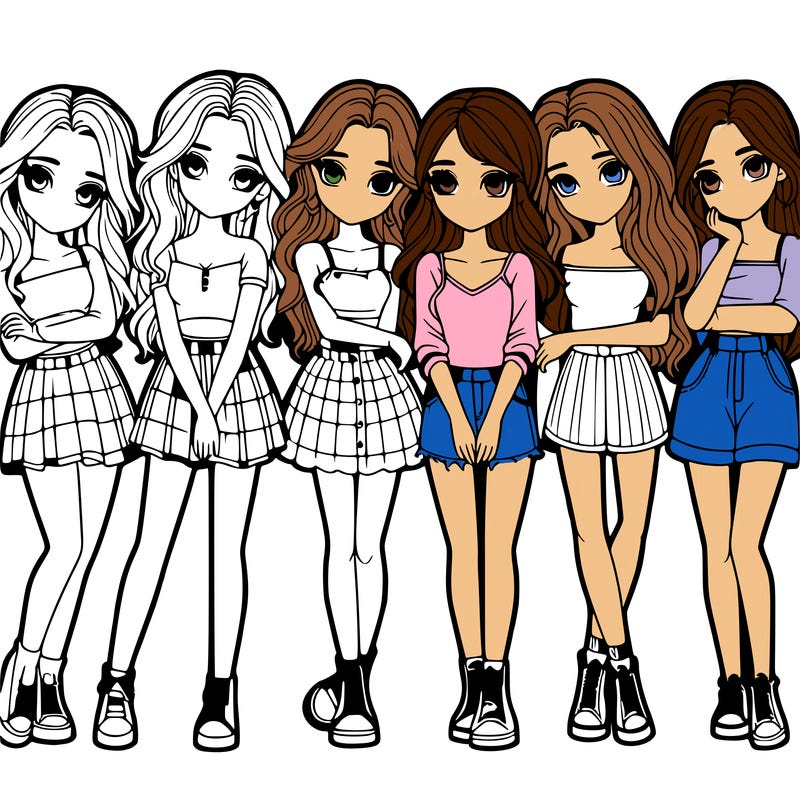 a group of girls realistic