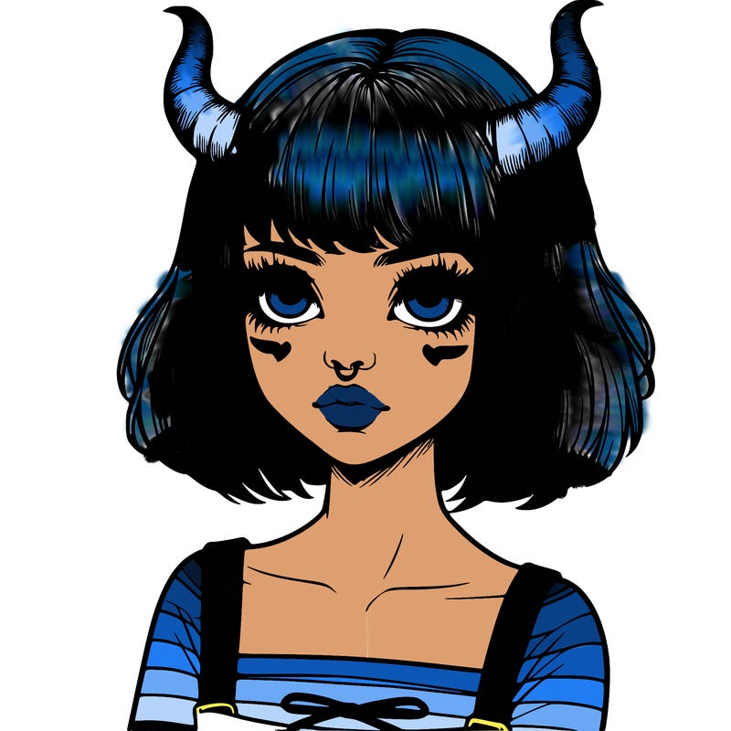 realistic girl with horns