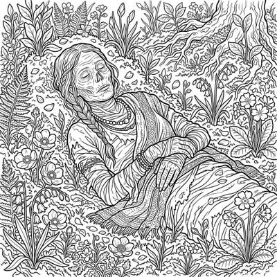Dive into a fascinating blend of history and nature with this detailed Bog Mummy in Spring coloring page. Teens will love bringing this ancient figure and its vibrant floral surroundings to life.