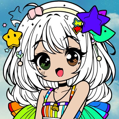 cute anime girl with star accessories